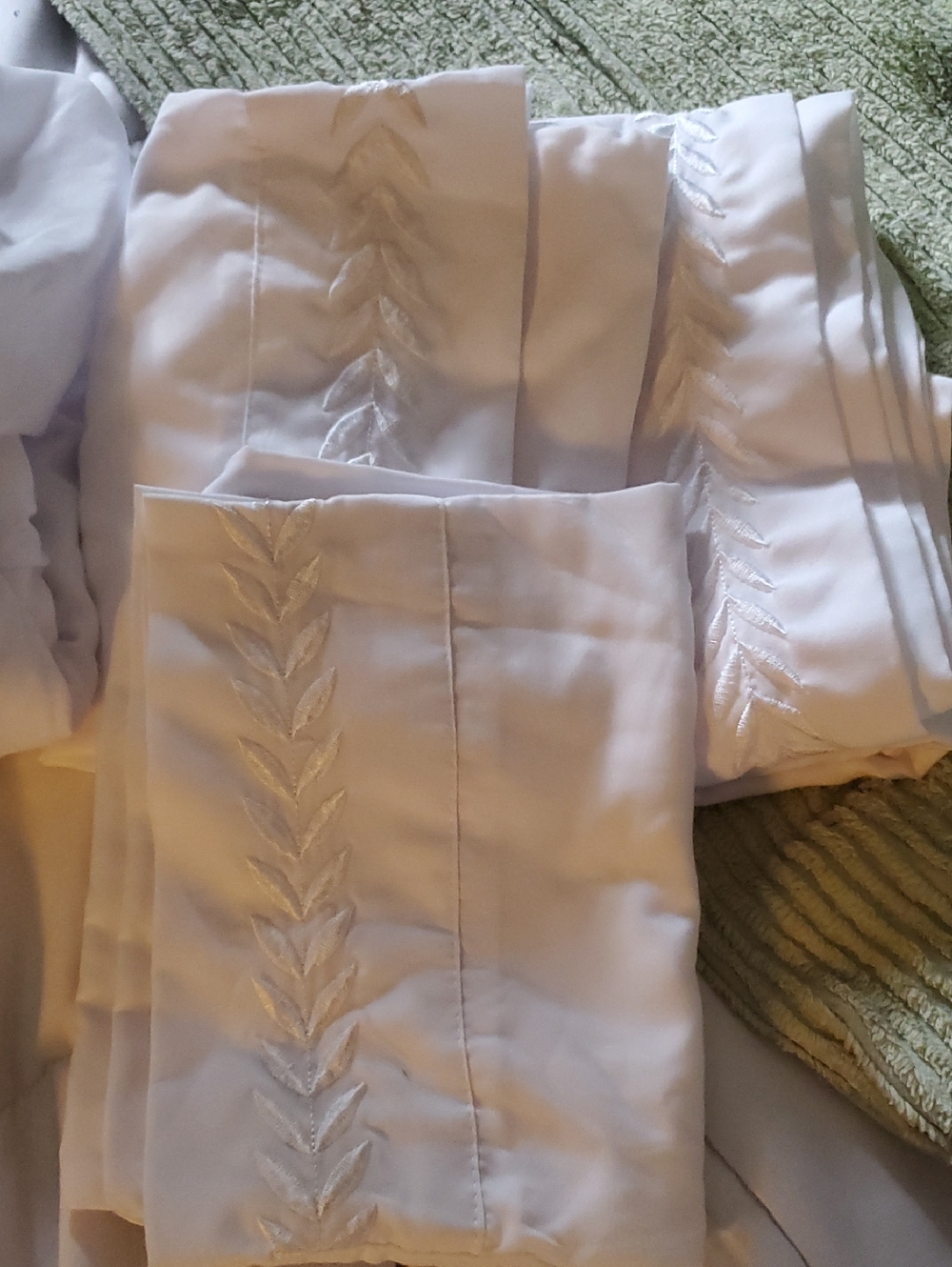 White Embroidered Queen Sheet Set